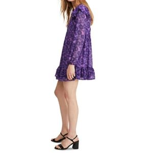 Free People Purple Floral Long Sleeve Mini Dress S/XS